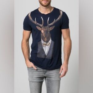 2/49$ Men’s HUGO BOSS Orange ELK Stag navy blue‎ T Shirt size XL